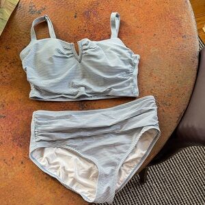 Soma Black and White Striped Bikini Set